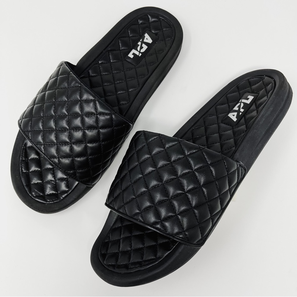 APL Lusso Slide Black Unisex Quilted Sandals Athletic Propulsion Labs Men’s 9